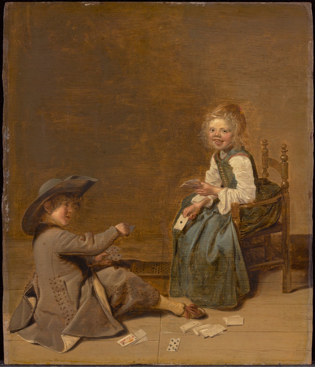 Kinder spielen Karten alkotó: Dirck Hals