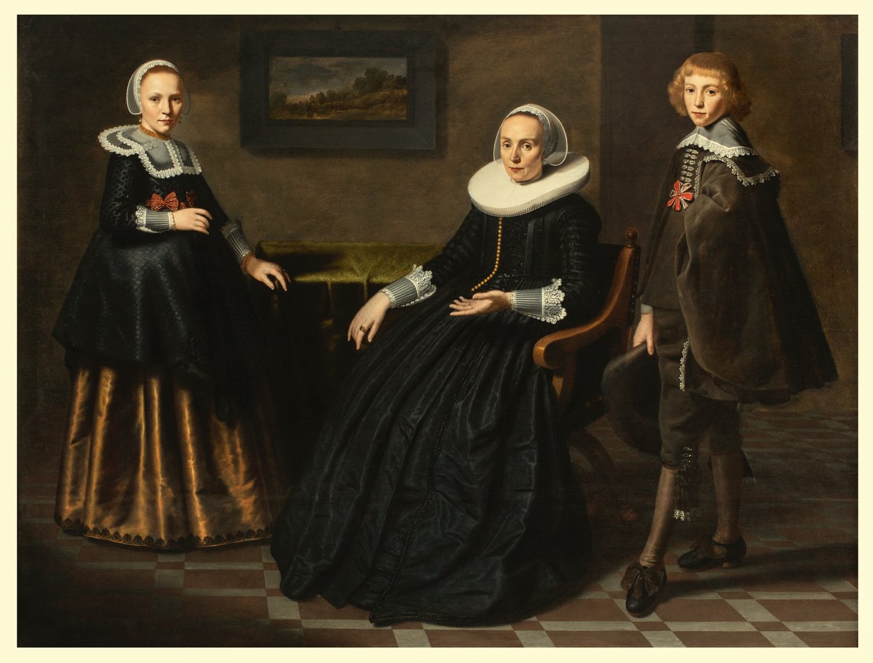 Egy anya fiával és lányával, 1641-41 körül (olaj ferde tölgyfa panelen) alkotó: Dirck Santvoort