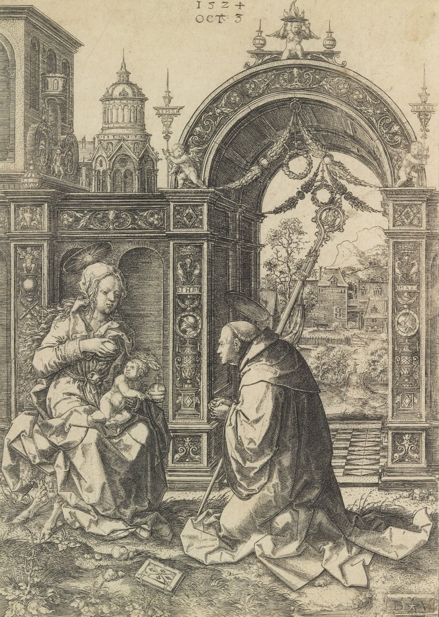 Szent Bernát imádja a Krisztus-gyermeket, 1524. október 5. alkotó: Dirck Vellert