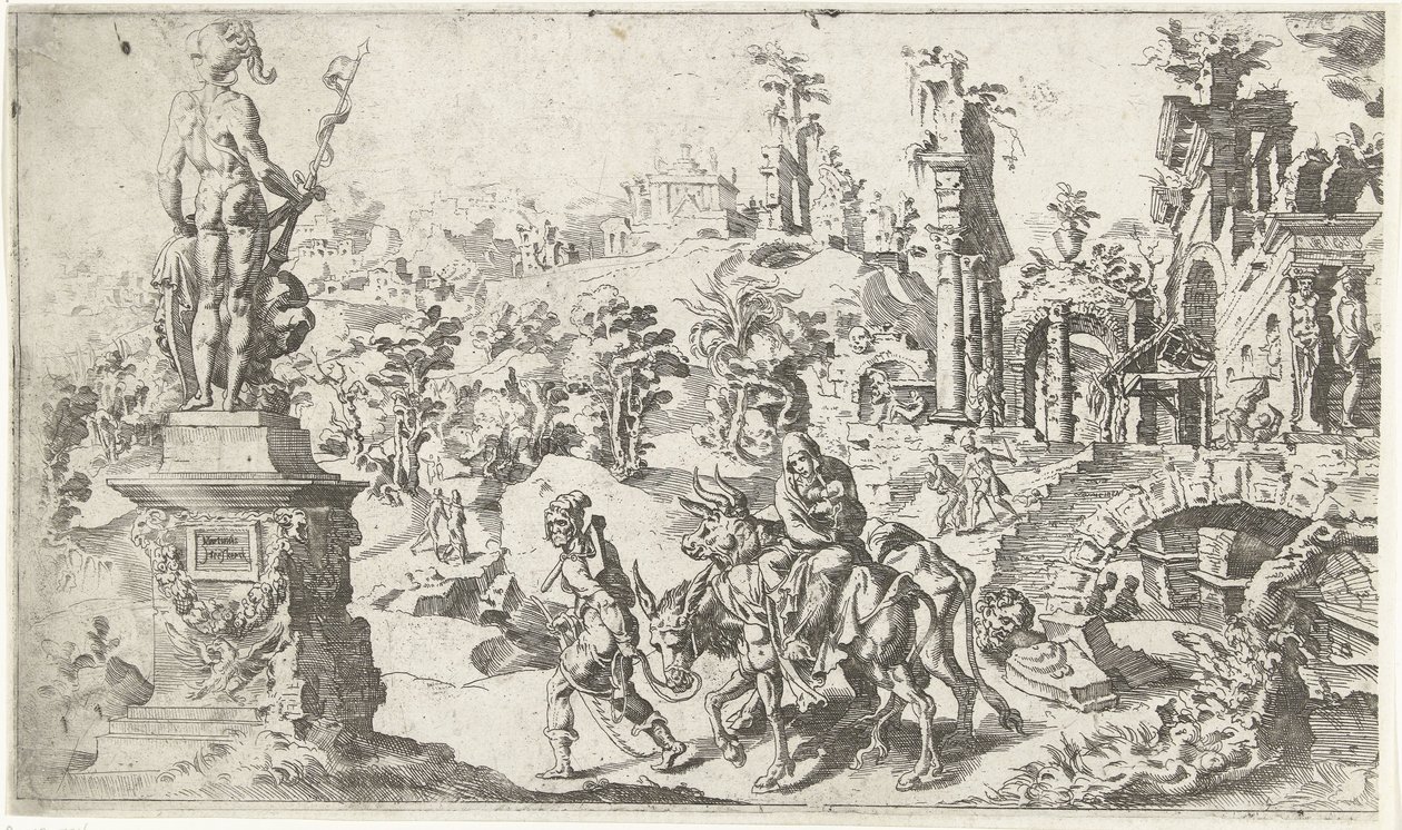 Repülés Egyiptomba alkotó: Dirck Volckertsz. Coornhert (attributed to)