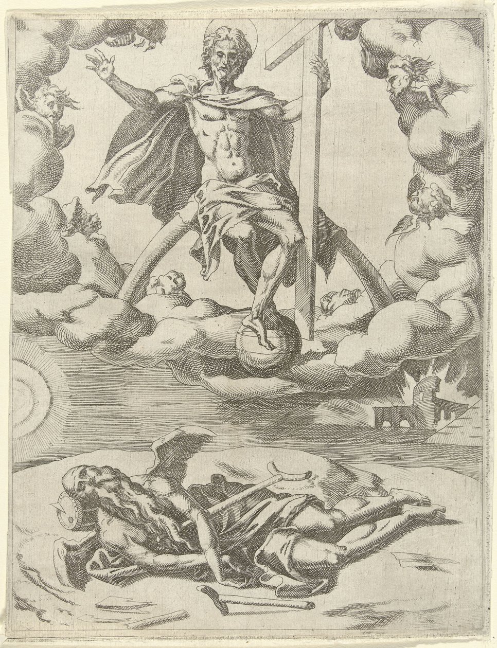 Krisztus legyőzi az időt Petrarch diadalai (sorozat címe) alkotó: Dirck Volckertsz. Coornhert (possibly)