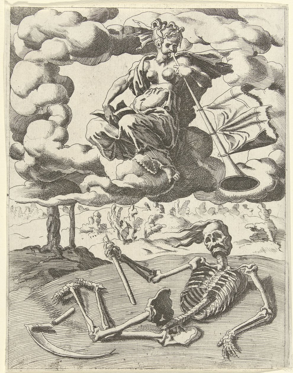 A hírnév legyőzi a halált Petrarch diadalai (sorozat címe) alkotó: Dirck Volckertsz. Coornhert (possibly)