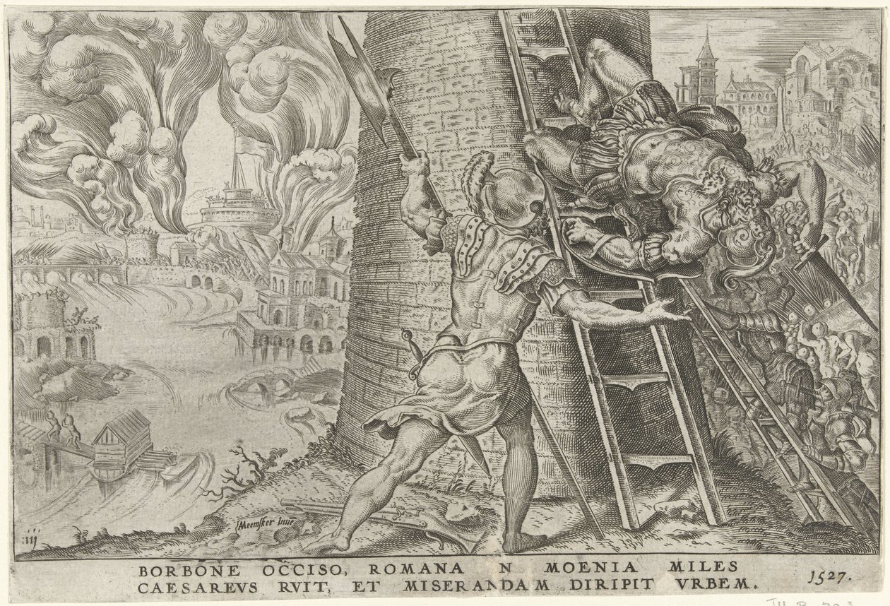 Róma megtámadása, 1527 Overwinningen van Karel V (sorozat címe) Nagy Károly V. imp. dönt. max. győzelem, a legfontosabb a sok közül (sorozat címe) alkotó: Dirck Volckertsz. Coornhert