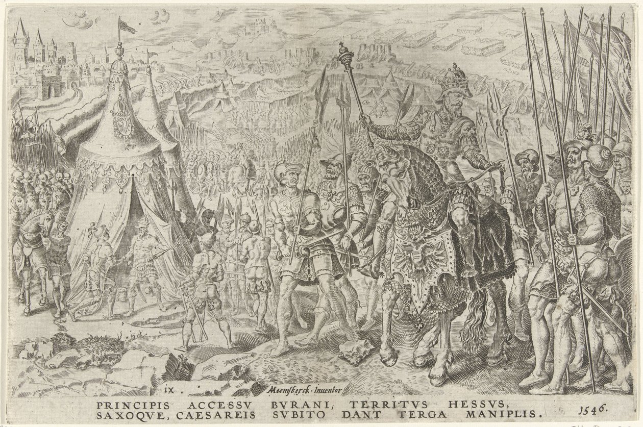 Birodalmi tábor Ingolstadtban, 1546 V. Károly győzelmei (sorozat címe) Divi Caroli. v. imp. dönt. max. victoriae, ex multis praecipuae (sorozat címe) alkotó: Dirck Volckertsz. Coornhert