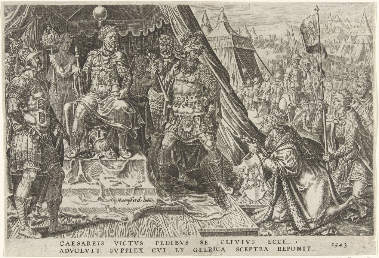 II. Vilmos, Gelre hercege aláveti magát V. Károly fennhatóságának, 1543-ban V. Károly győzelmei (sorozat címe) Divi Caroli. v. imp. dönt. max. victoriae, ex multis praecipuae (sorozat címe) alkotó: Dirck Volckertsz. Coornhert