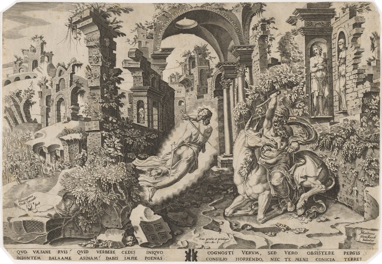 Bálám és az angyal alkotó: Dirck Volckertz Coornhert, after Maerten van Heemskerck
