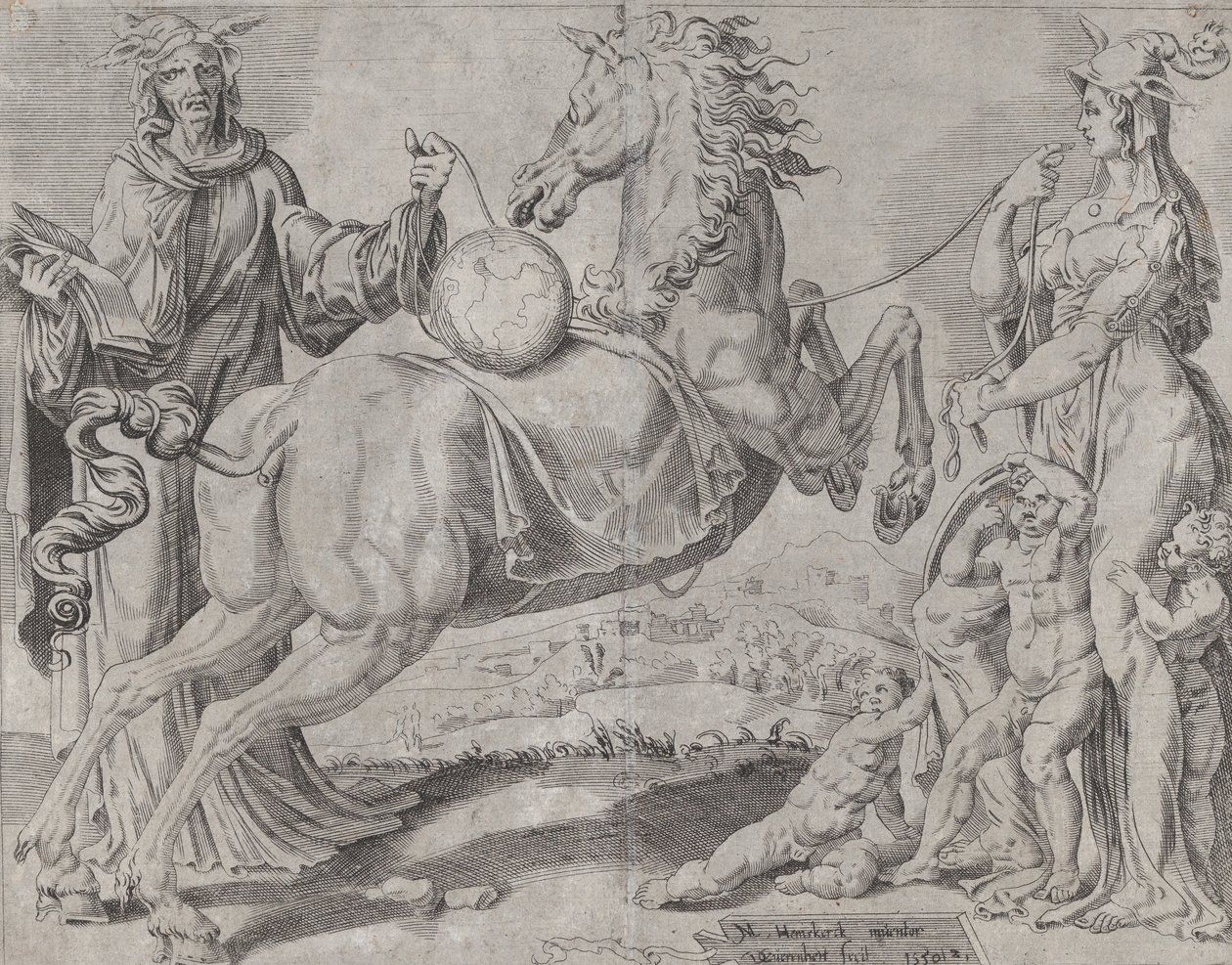 Bolond tudás és ostoba szerelem, amely megpróbálja megfékezni a világot, a The Unbestained Wor...-ből, 1550. alkotó: Dirck Volkertsen Coornhert
