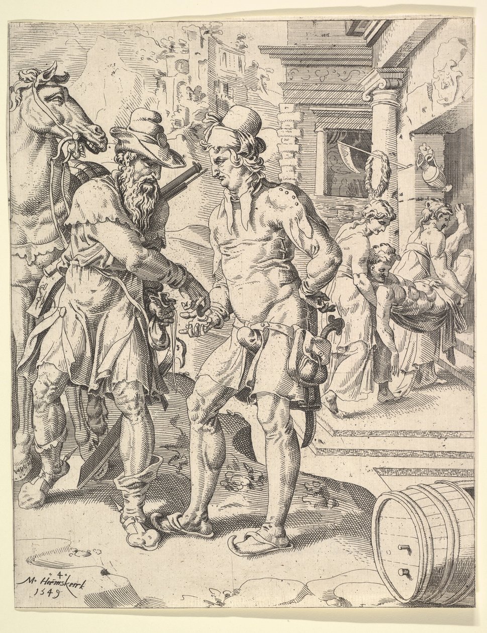 Példabeszéd az irgalmas szamaritánusról, 1549. alkotó: Dirck Volkertsen Coornhert