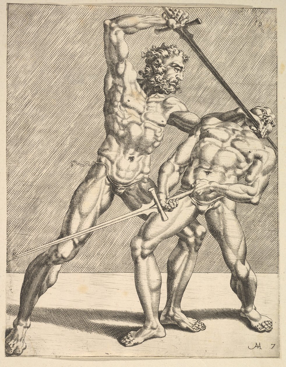 Két vívó, a Fencerstől, 1552. 7-es tábla alkotó: Dirck Volkertsen Coornhert
