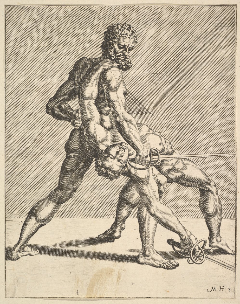 Két vívó, a Fencerstől, 1552. sz. 8-as tábla alkotó: Dirck Volkertsen Coornhert