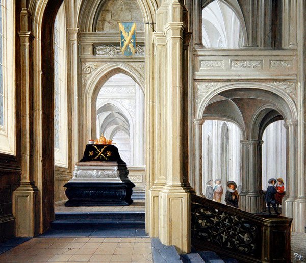 Egy templombelső királyi sírral alkotó: Dirck van Delen