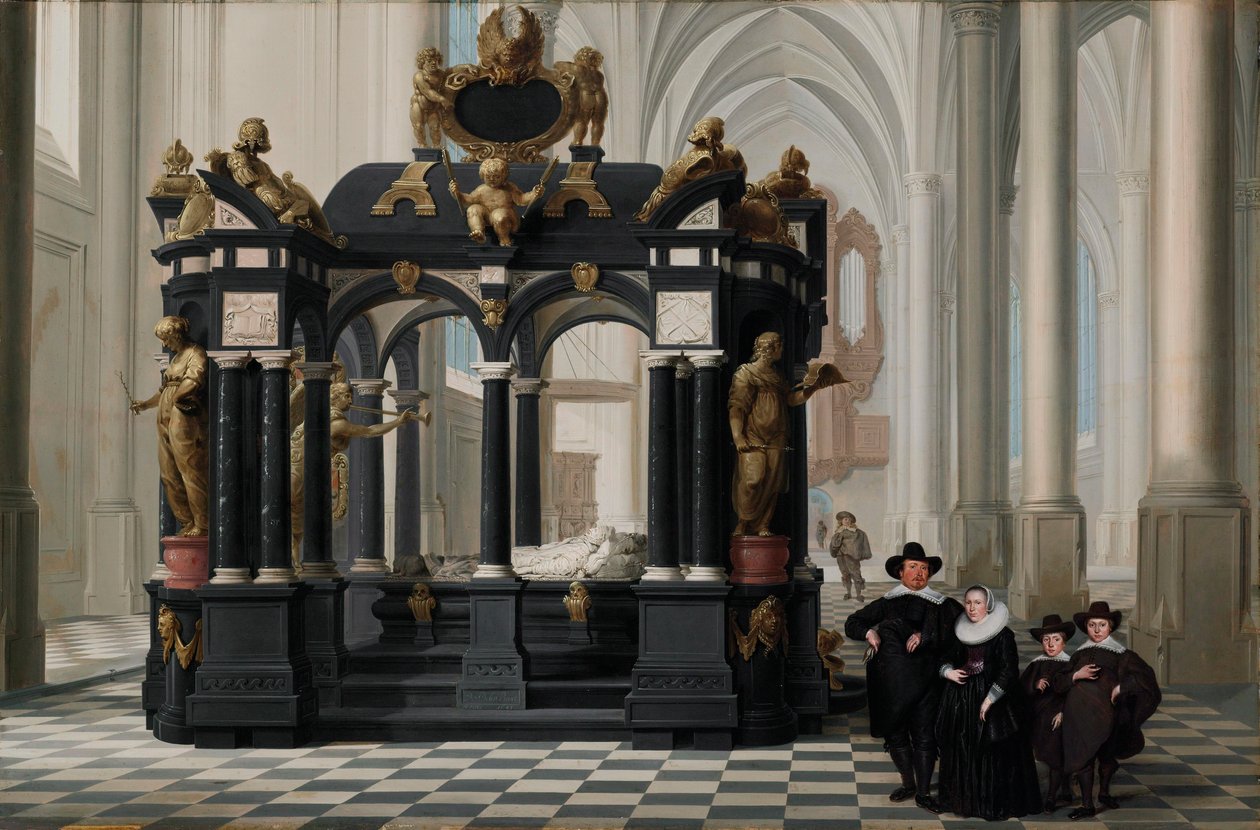 Egy család i. Vilmos herceg sírja mellett a Nieuwe Kerkben, Delftben alkotó: Dirck van Delen