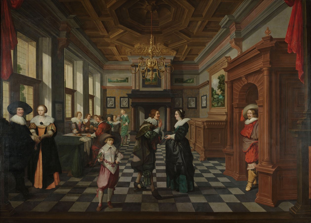 Egy hétrészes dekorációs sorozat: belső tér, 1630-32 alkotó: Dirck van Delen