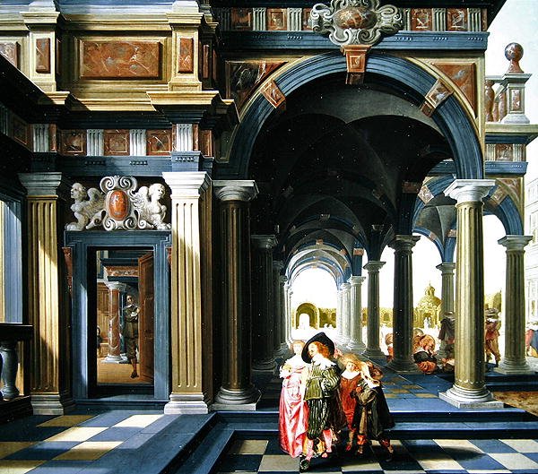 Elegáns figurák egy loggiában, 1635 alkotó: Dirck van Delen