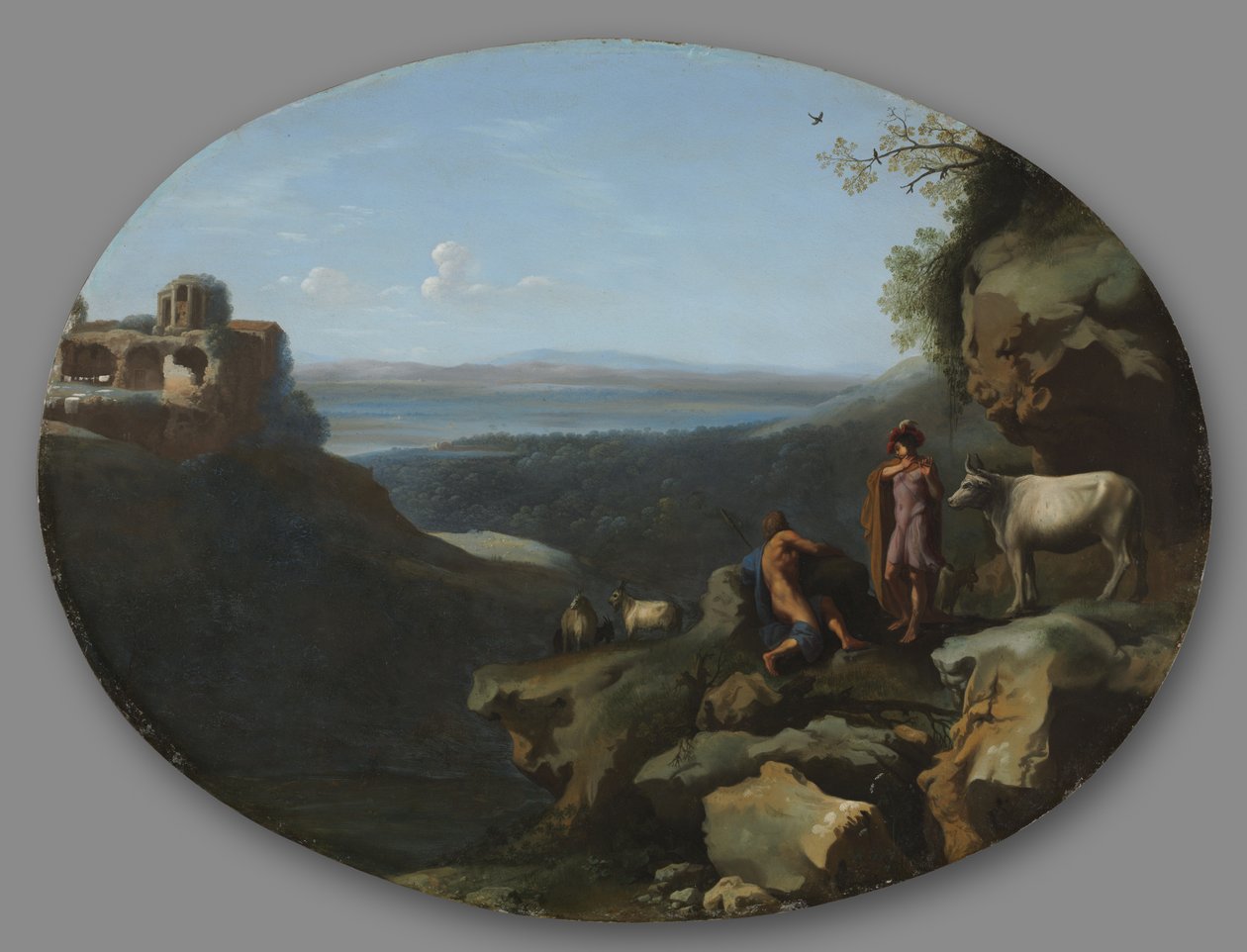 Merkúr és Argus egy tájban, c. 1635. alkotó: Dirck van der Lisse