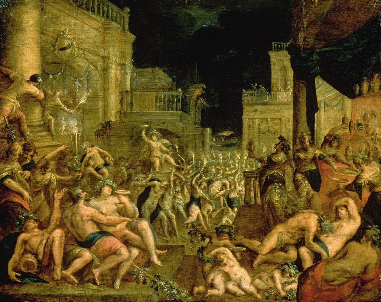 Bacchus Midas udvarában alkotó: Dirk Valkenburg