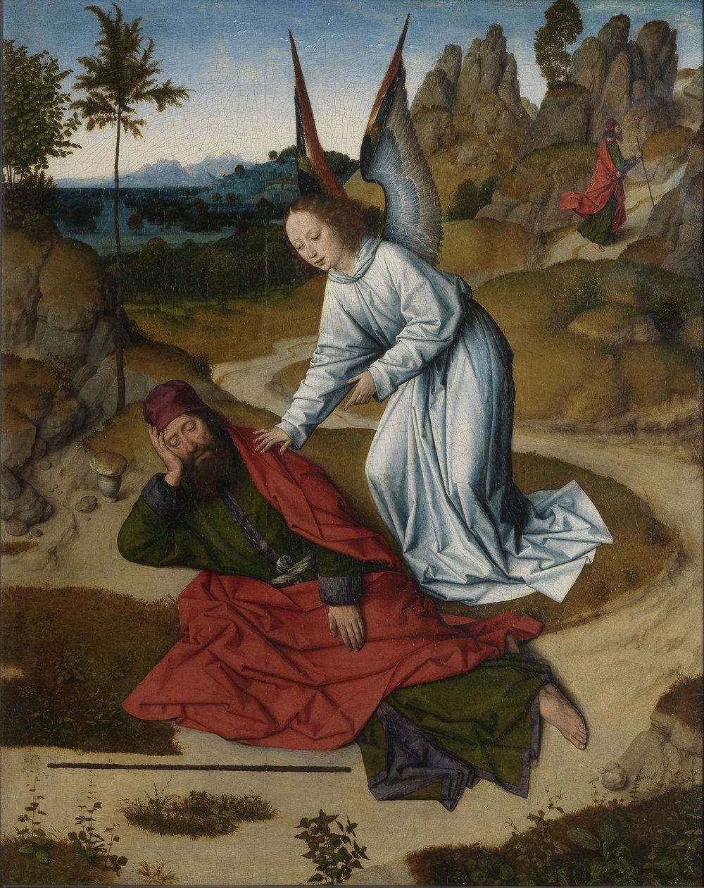 Az utolsó vacsora oltárképe: Illés a pusztában jobb szárny, 1464-1468 alkotó: Dirk Bouts