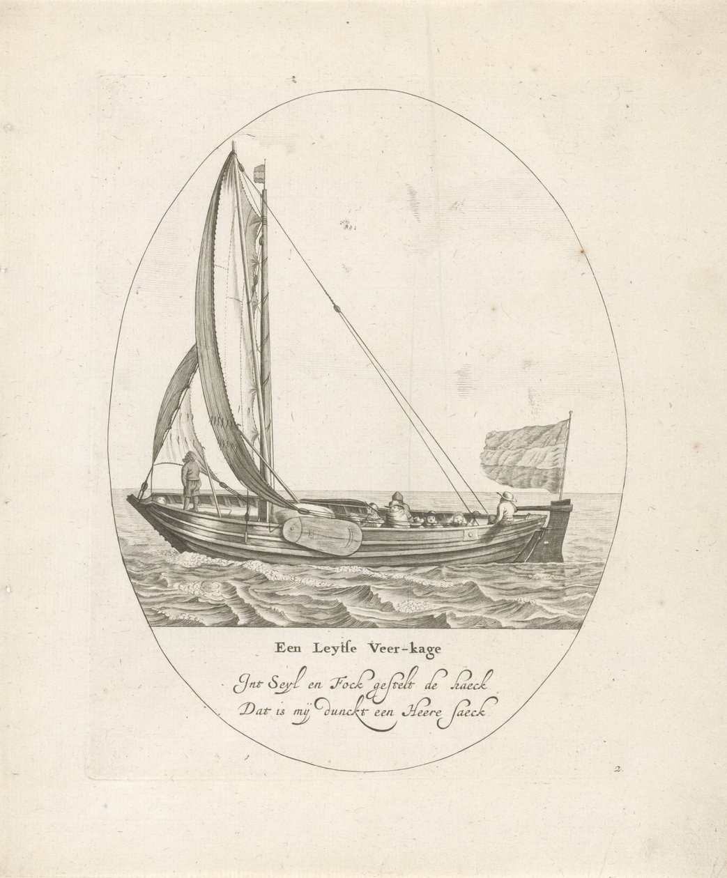 Leideni komp Egy Leytse Veer-kage (cím a tárgyon) Nyolc különböző típusú holland belvízi hajó (sorozat címe) alkotó: Dirk Eversen Lons