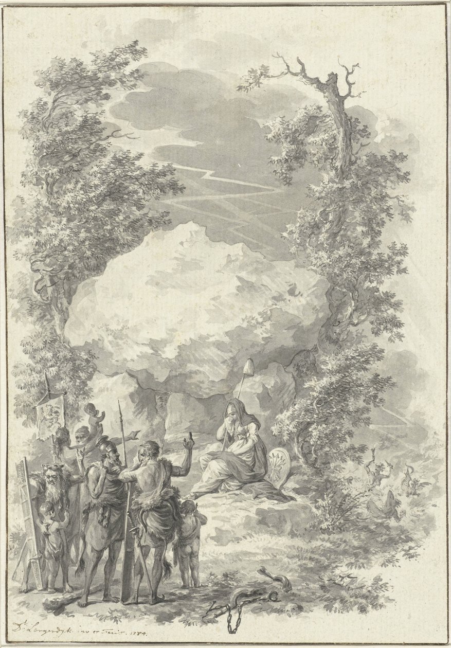 Joan Derk van der Capellen tot den Pol halálának allegóriája, 1784 alkotó: Dirk Langendijk (signed by artist)