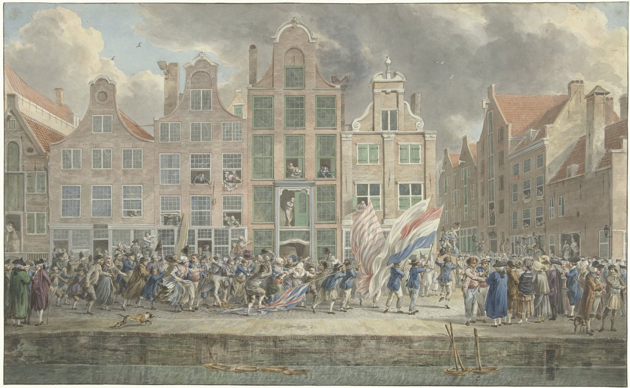 Angolellenes tüntetés Rotterdamban, 1781. március 2-án alkotó: Dirk Langendijk (signed by artist)