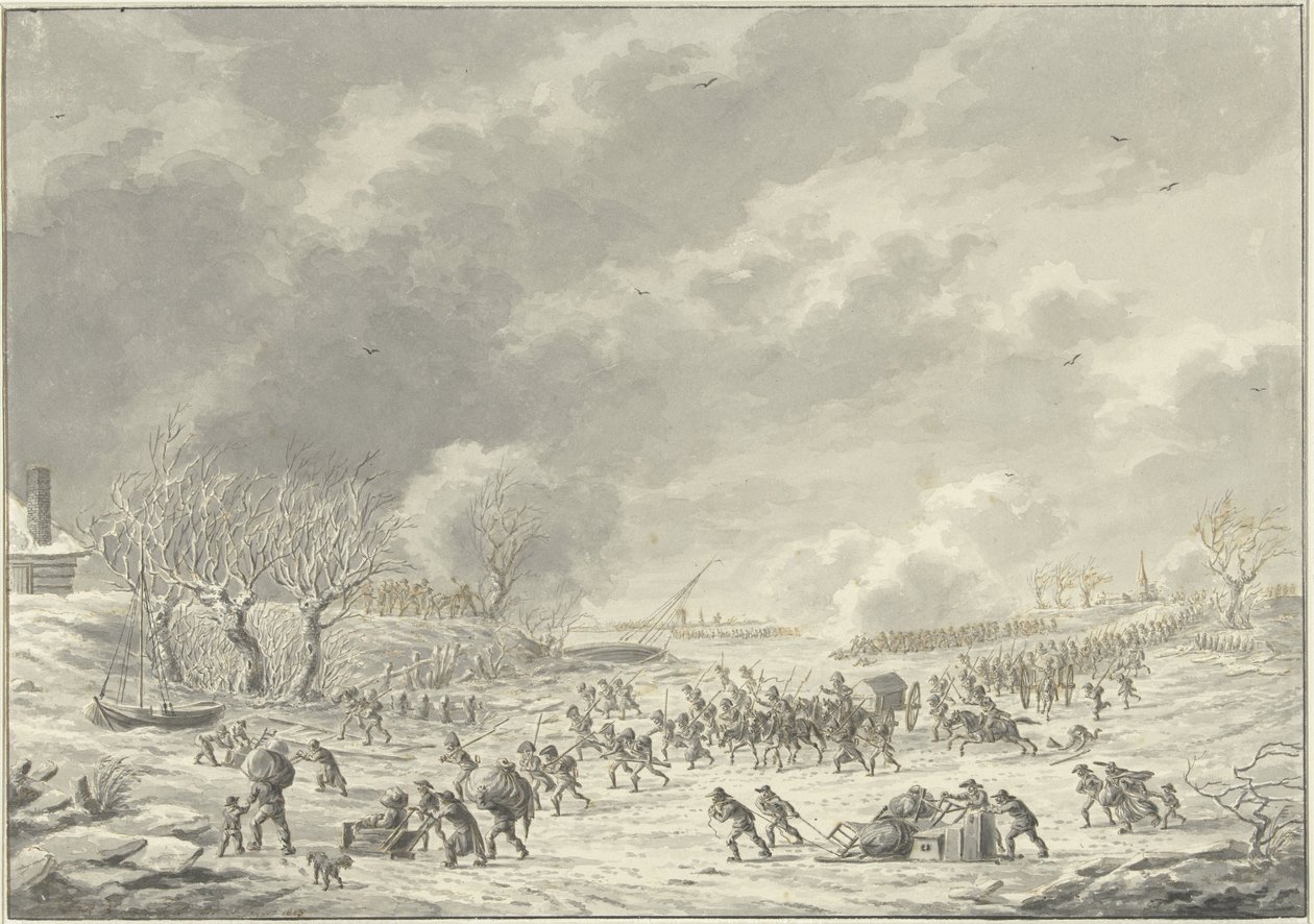 A franciák átkelnek a Waalon Bommel közelében, 1795 januárjában alkotó: Dirk Langendijk