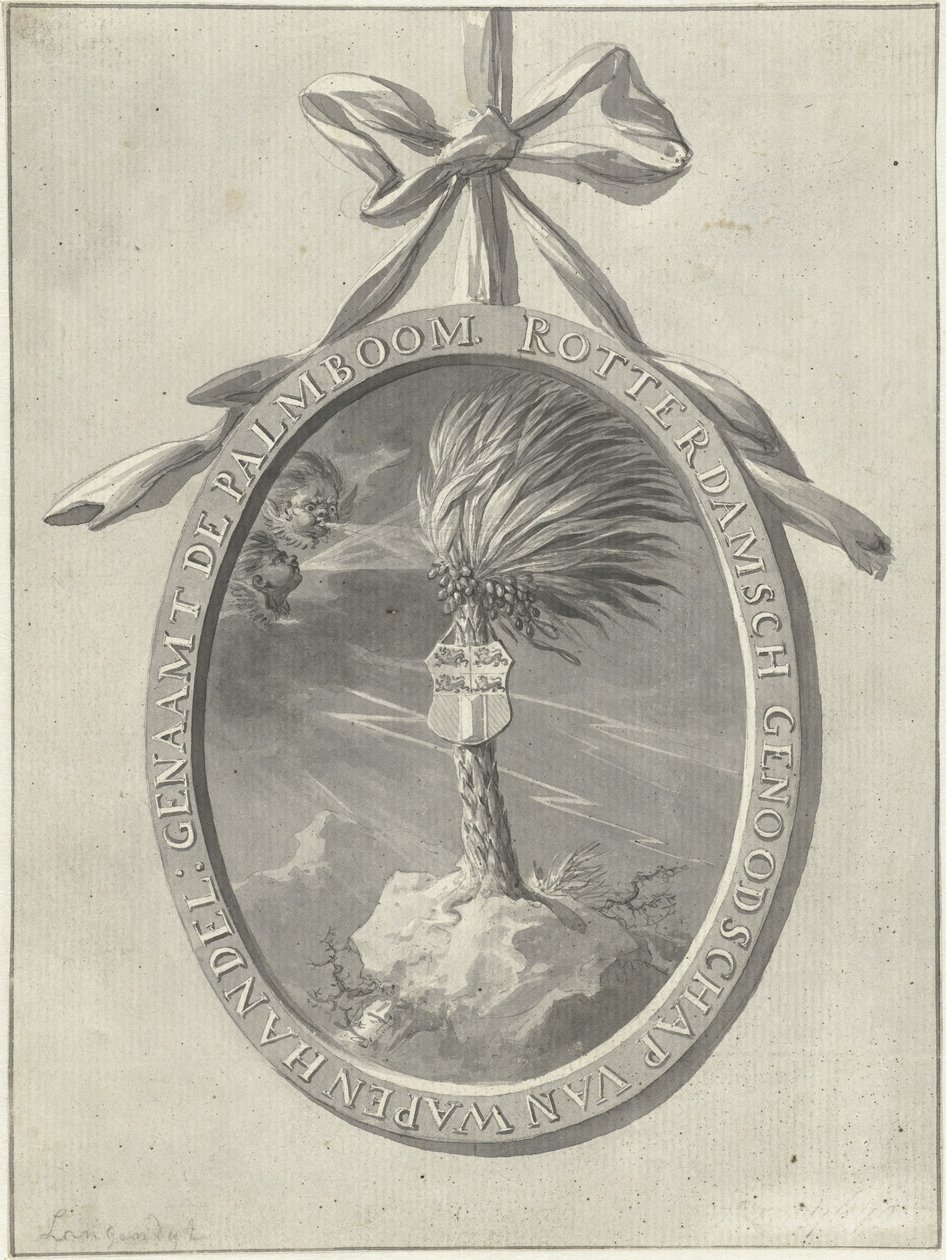 A Rotterdami De Palmboom Gyakorlótársaság emblémája, 1785. alkotó: Dirk Langendijk