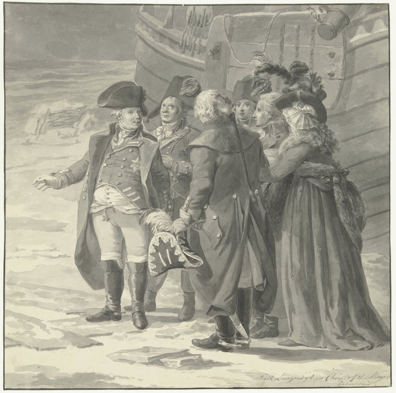 V. Vilmos Angliába indulása, 1795. január 18 alkotó: Dirk Langendijk