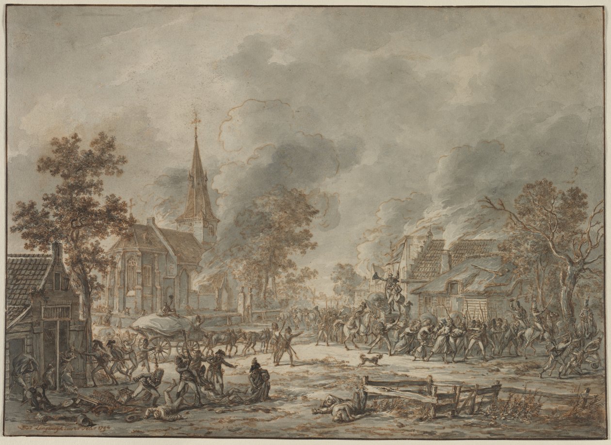 Katonák kifosztása, 1794. alkotó: Dirk Langendyk