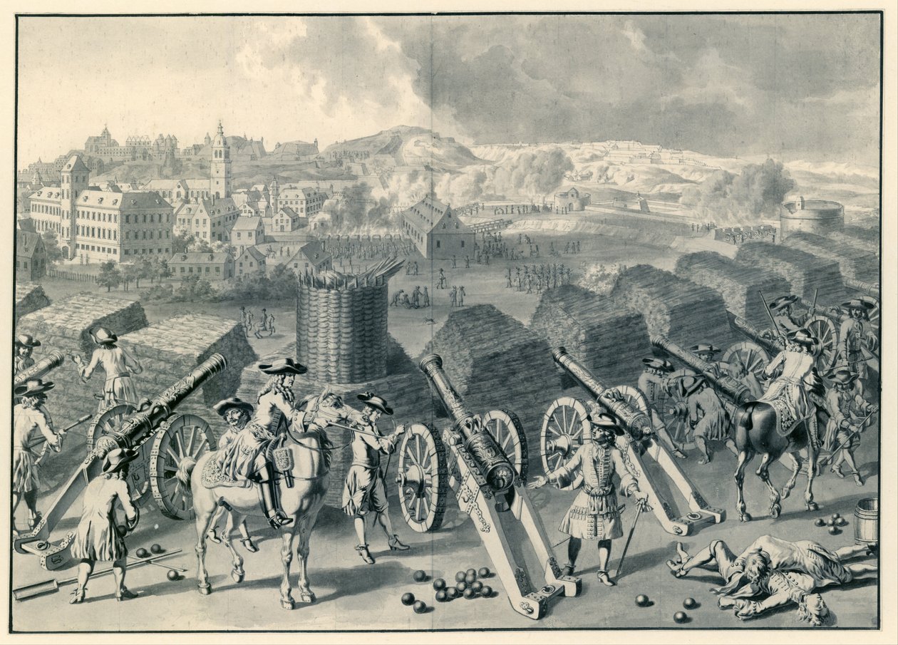 Namur kilátása északról az 1695-ös ostrom idején alkotó: Dirk Maas (possibly)