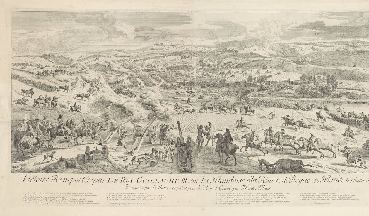 Slag bij Drogheda aan de Boyne, 1690. július 1 Győzelem: Le Roy Guillaume III. az íreken, a Boyne folyónál Írországban, 1690. július 1-jén (cím a tárgyon) alkotó: Dirk Maas