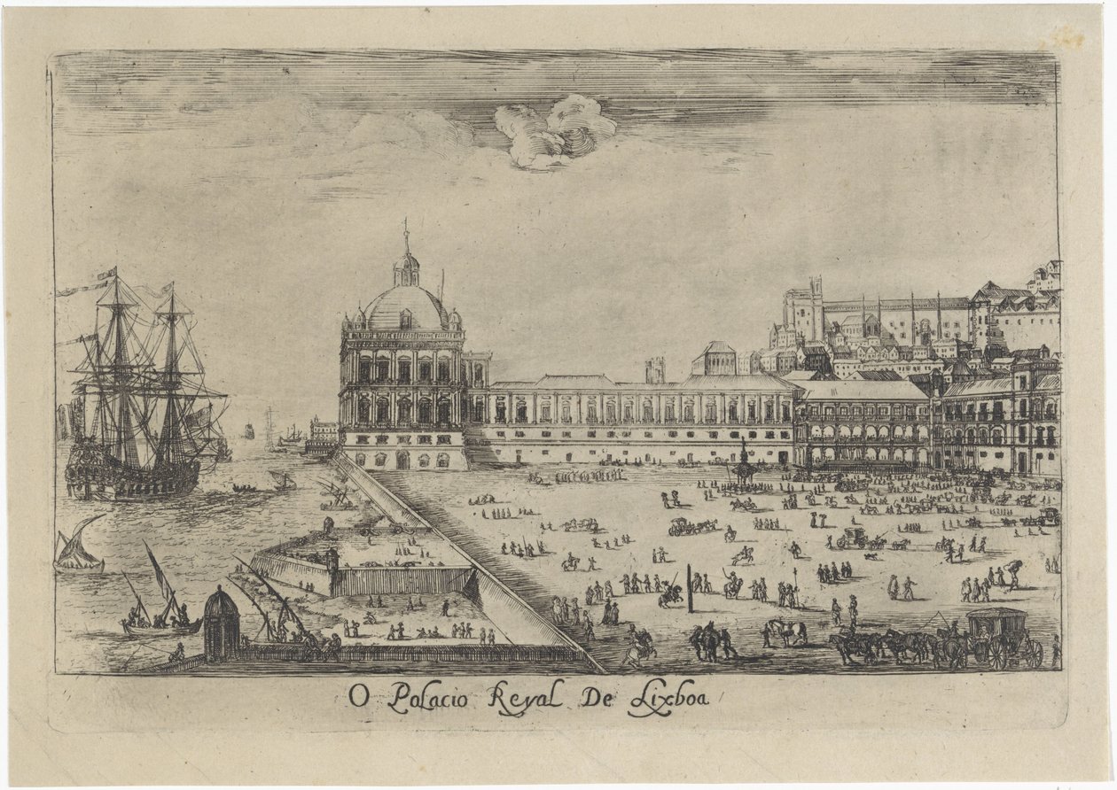 Kilátás a lisszaboni királyi palotára O Palacio Real de Lixboa (cím az objektumon) Lisszabon kilátásai (sorozat címe) alkotó: Dirk Stoop