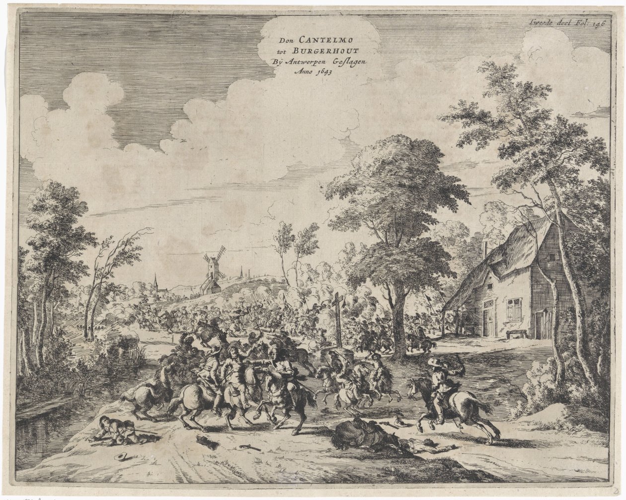 A spanyolok Don Cantelmo alatt vereséget szenvedtek Borgerhoutnál 1643-ban Don Cantelmo tot Burgerhout, Antwerpen Struck Anno 1643 (cím a tárgyon) alkotó: Dirk Stoop