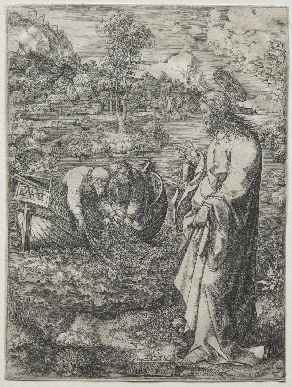 Jézus hívja Szent Pétert és Szent Andrást, 1523. alkotó: Dirk Vellert