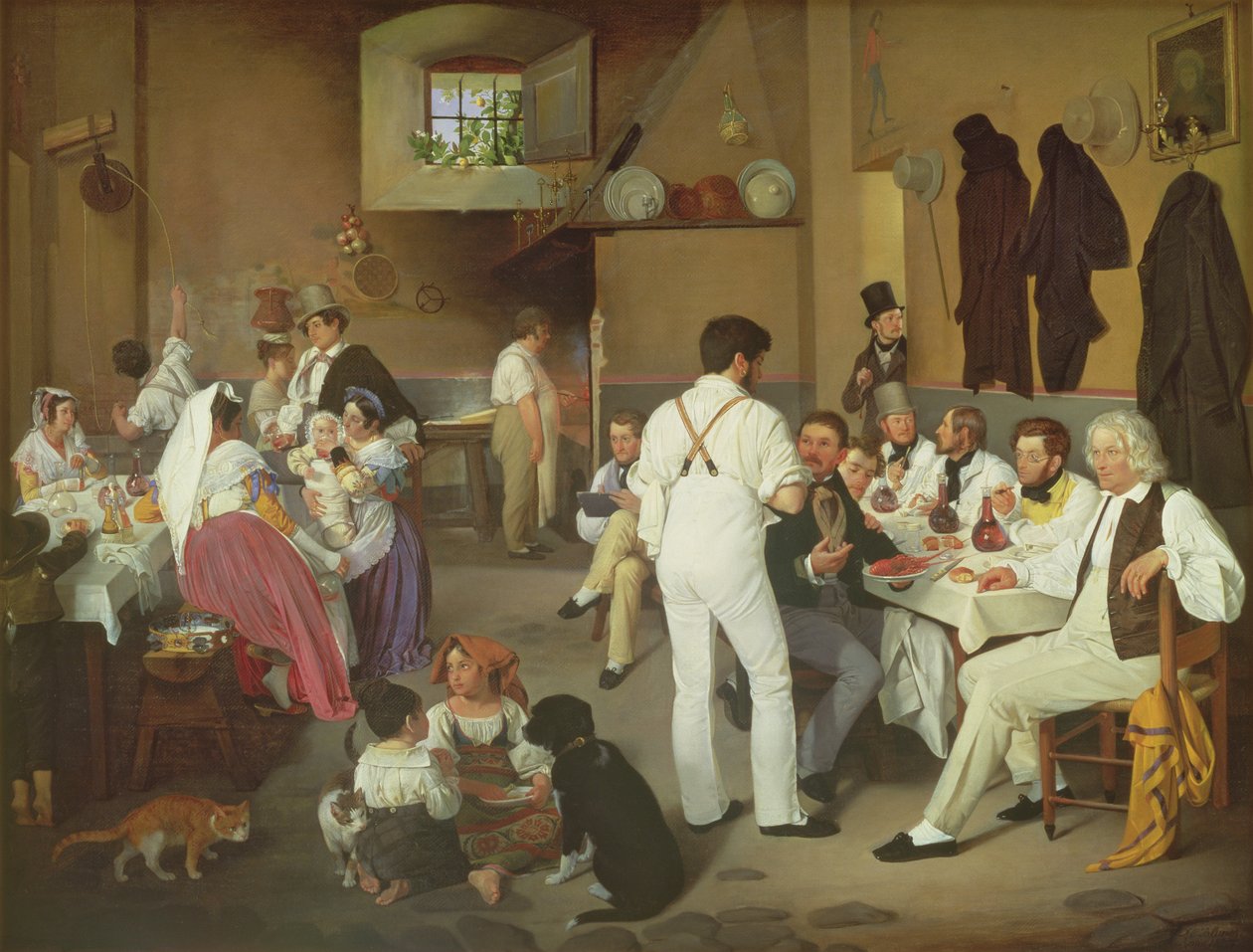 Dán művészek az Osteria la Gonsolában, Róma, 1837 alkotó: Ditlev Conrad Blunck