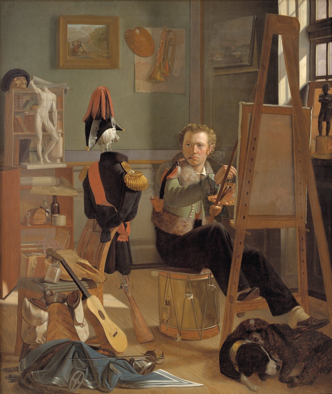 Jorgen Sonne csatafestő a műtermében, 1826 körül (olaj, vászon) alkotó: Ditlev Conrad Blunck