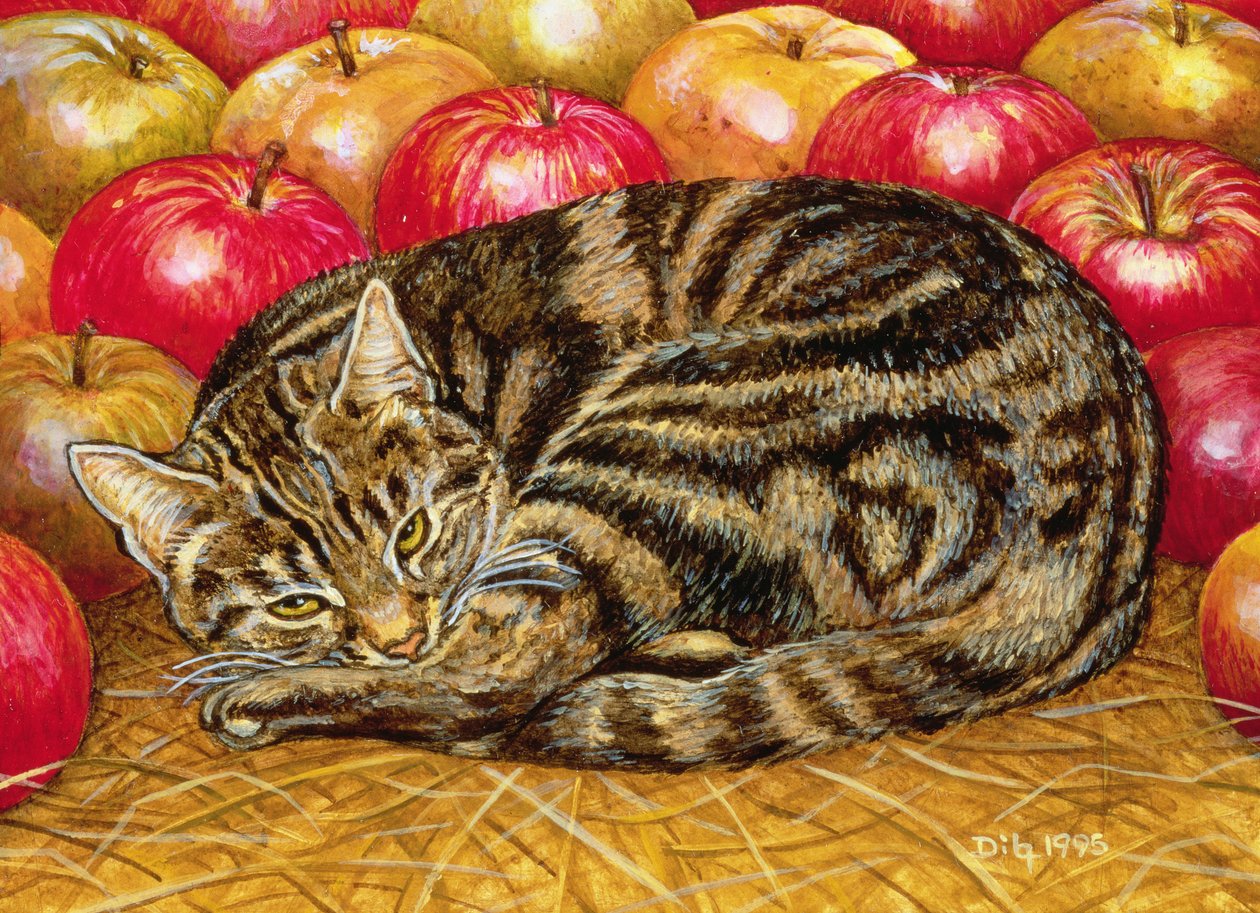 Jobb oldali Apple-Cat, 1995 (akril a panelen) alkotó: Ditz