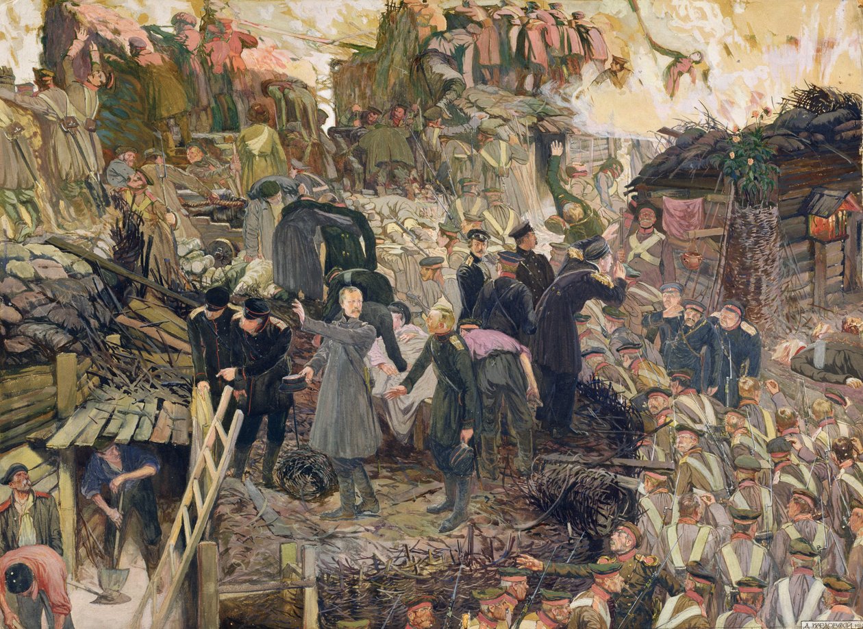 Szevasztopol védelme, 1910 (akvarell, karton) alkotó: Dmitri Nikolayevich Kardovsky