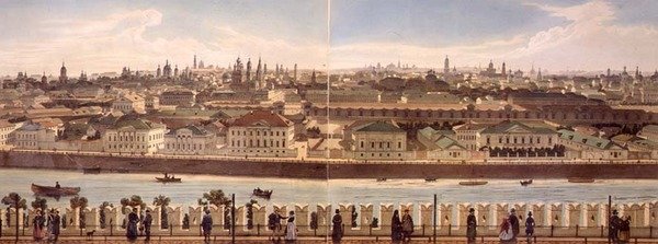 Zamoskvoreche kilátása a Kreml felől, Moszkva panorámájából, Philippe Benoist (1813-1905 körül) metszett és Aubrun, kocsma. Lemercier, 1840 körül (litho) alkotó: Dmitri (after) Indieitzeff
