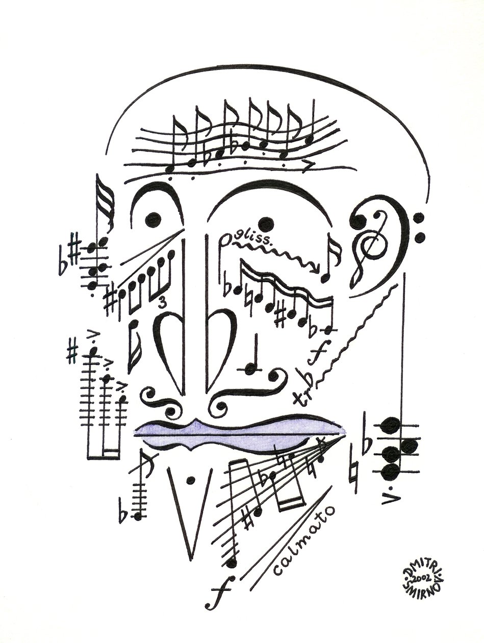 Dr Musicus - egy kottaírás alapján rajzolt arc alkotó: Dmitri Smirnov