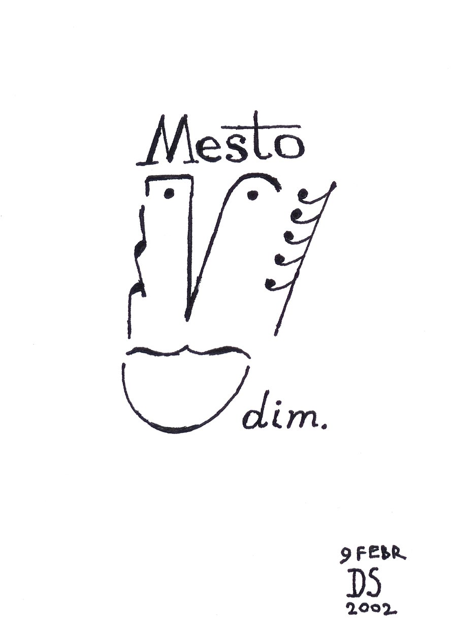 Mesto - egy arc karikatúrája, amelyet kottaírással rajzoltak. alkotó: Dmitri Smirnov