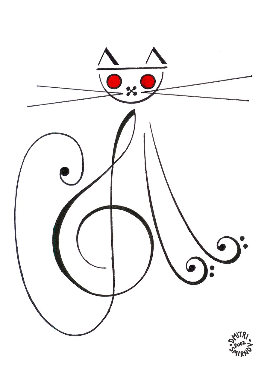 Musical cat - kottaírás alapján rajzolt macska alkotó: Dmitri Smirnov
