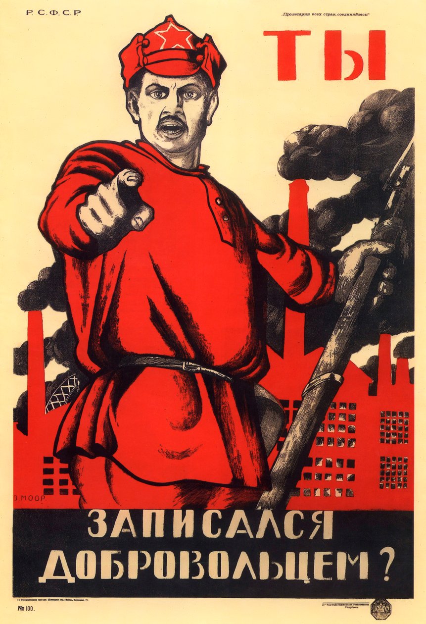Önkéntes voltál a Vörös Hadseregben, szovjet agitprop plakát, 1920 alkotó: Dmitriy Stakhievich Moor