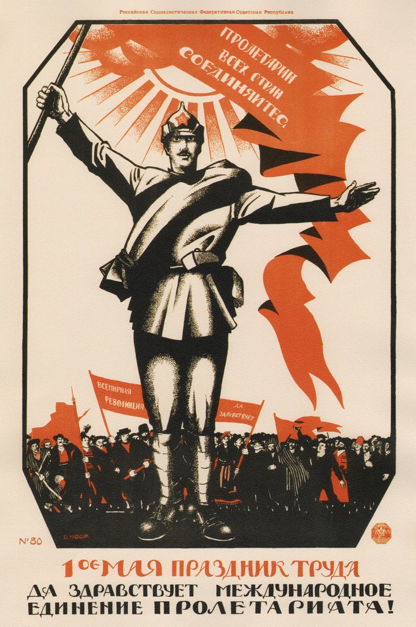 Május 1-je a munka ünnepe. Éljen a proletariátus nemzetközi egysége!, 192 alkotó: Dmitriy Stakhievich Moor