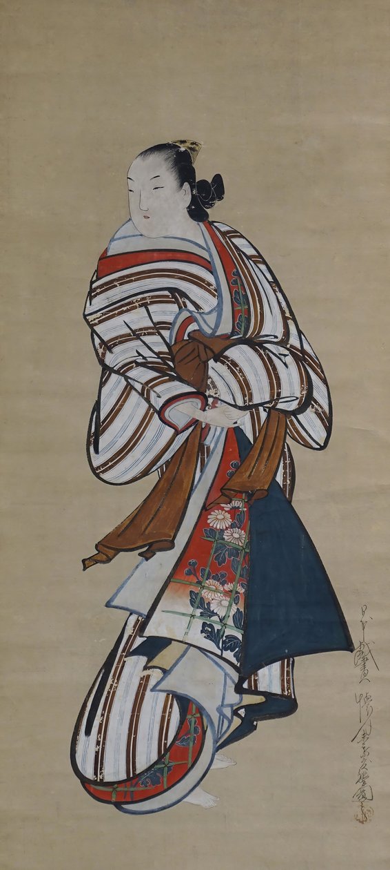 Álló udvarhölgy, aki a válla fölött néz, kb. 1715. alkotó: Dohan Kaigetsudo