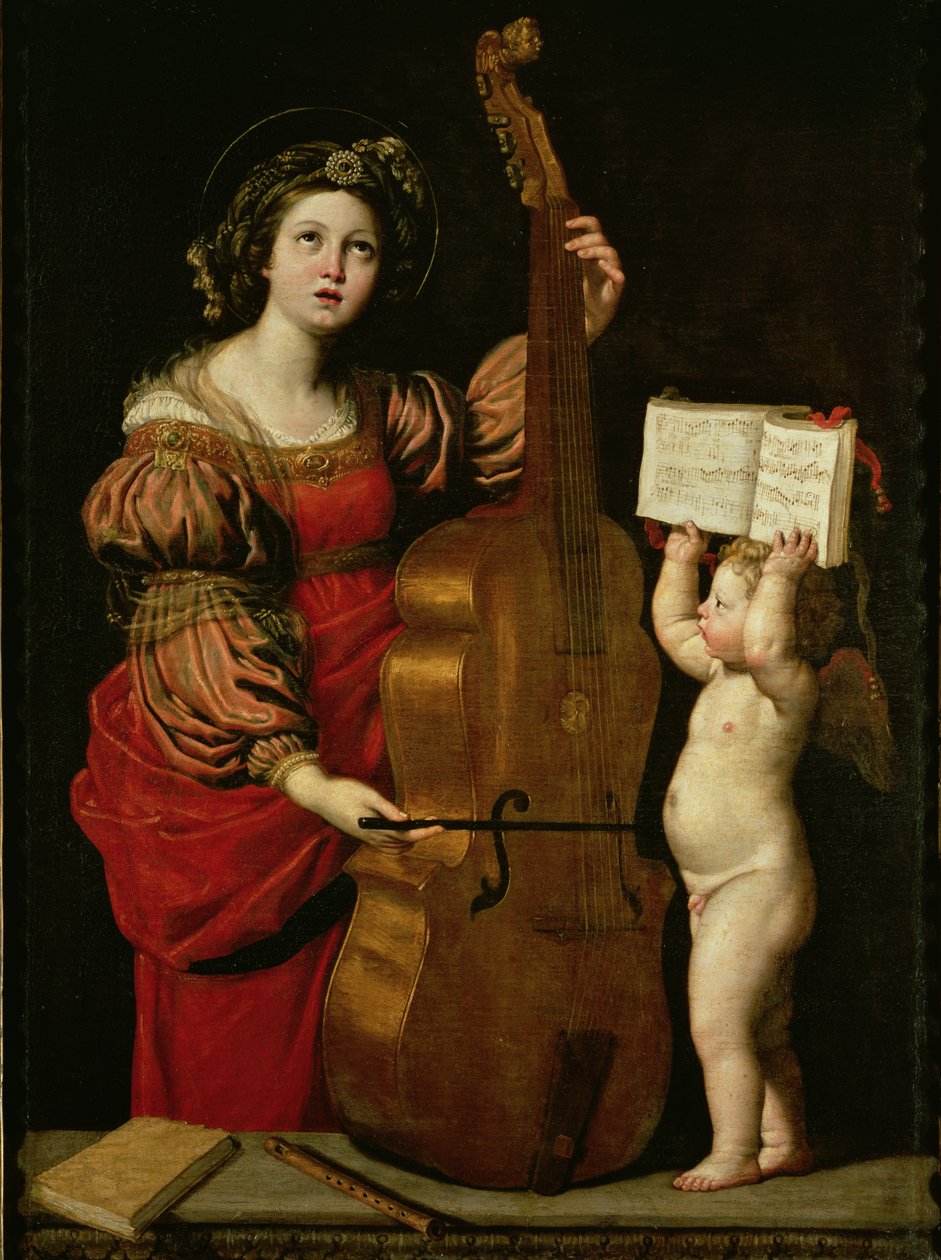 Szent Cecília egy kottát tartó angyallal, 1620 körül. alkotó: Domenichino