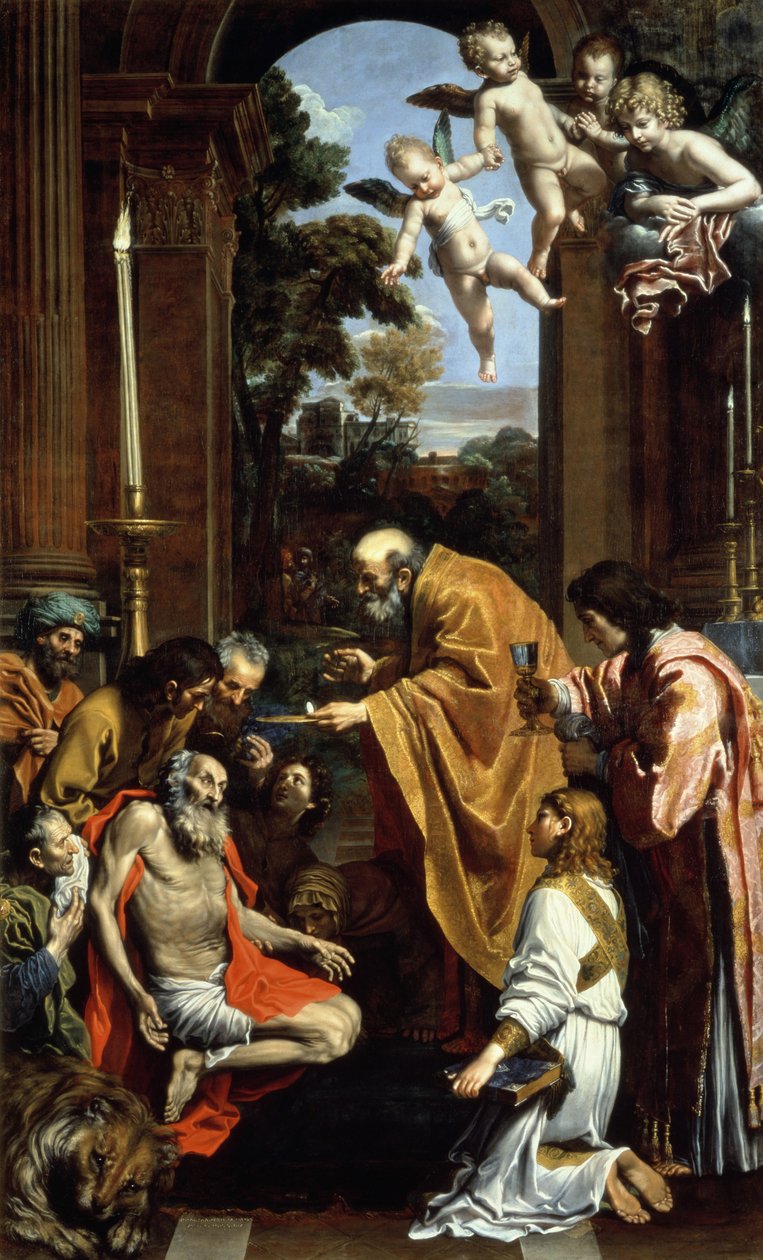 Szent Jeromos utolsó szentsége, 1614 alkotó: Domenichino