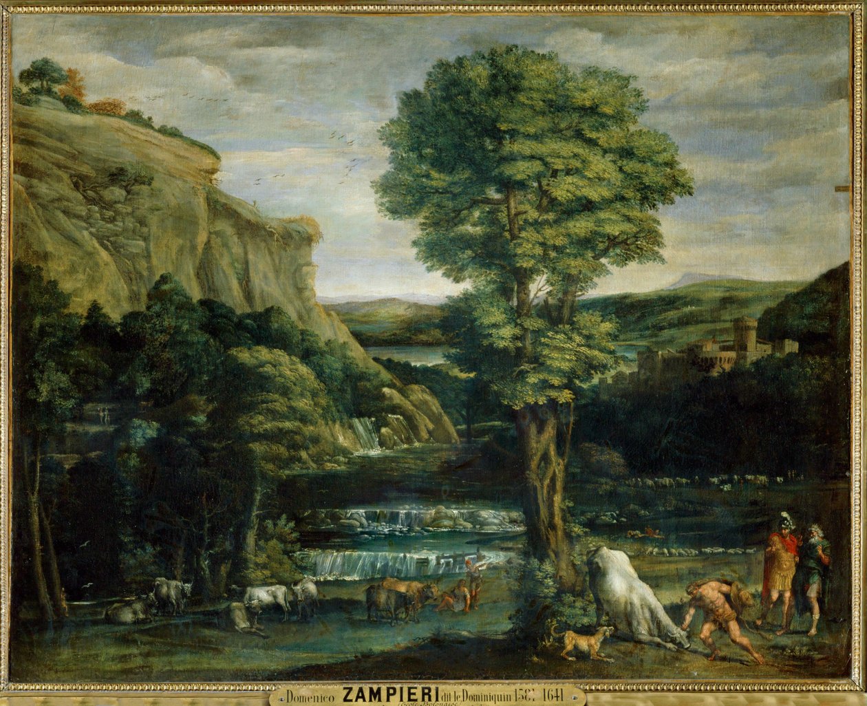 Paysage avec Hercule combattant Achelaos change en toreau - Tájkép Herkules harcol Achelaos ellen, aki bikává változott ... alkotó: Domenichino (1581 1641)