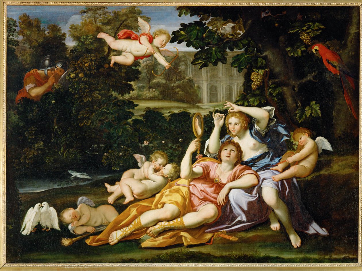 Renaud tükröt mutat Armide-nak - Rinaldo bemutatja ... alkotó: Domenichino (1581 1641)