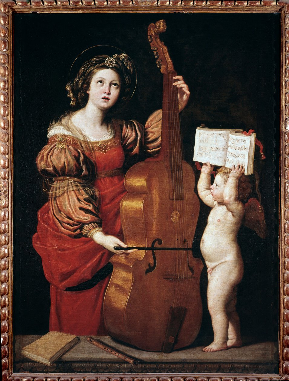 Szent Cecília kottát tartó angyallal (olaj, vászon alkotó: Domenichino