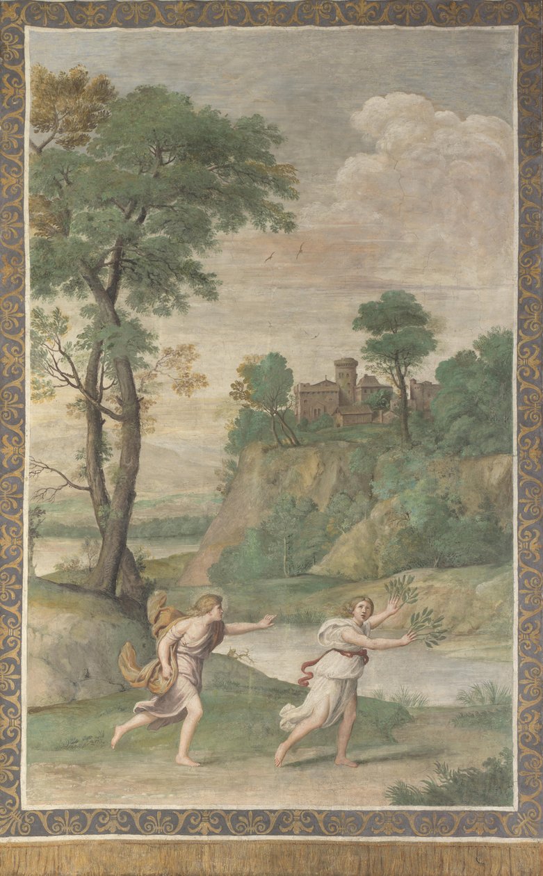 Apollo üldözi Daphne Frescót a Villa Aldobrandiniből, 1617-1618 alkotó: Domenichino